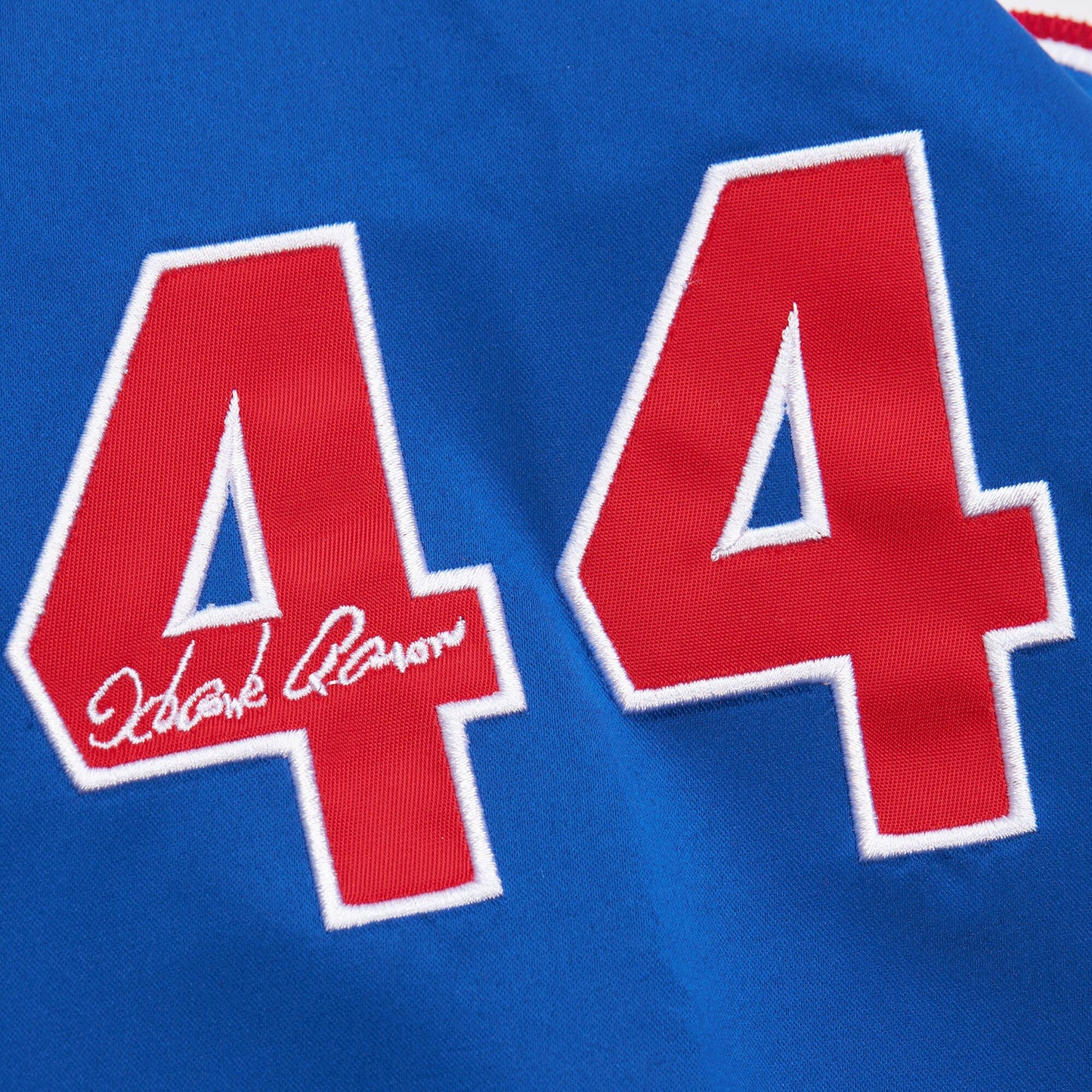Hank Aaron Atlanta Braves Mitchell & Ness Cooperstown Collection Legends Lightweight Satin Raglan Full-Snap Jacket - White/Royal