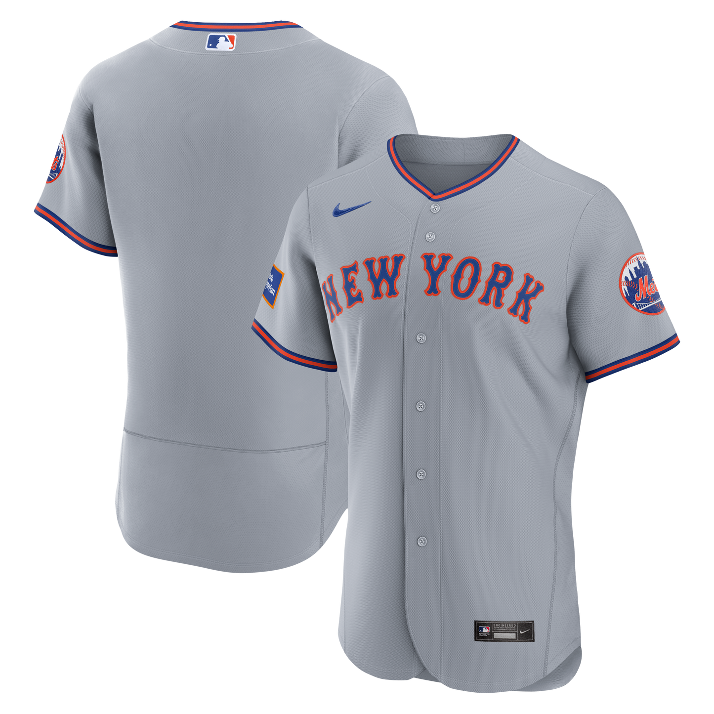 New York Mets Nike Road Sponsor Patch Authentic Jersey - Gray